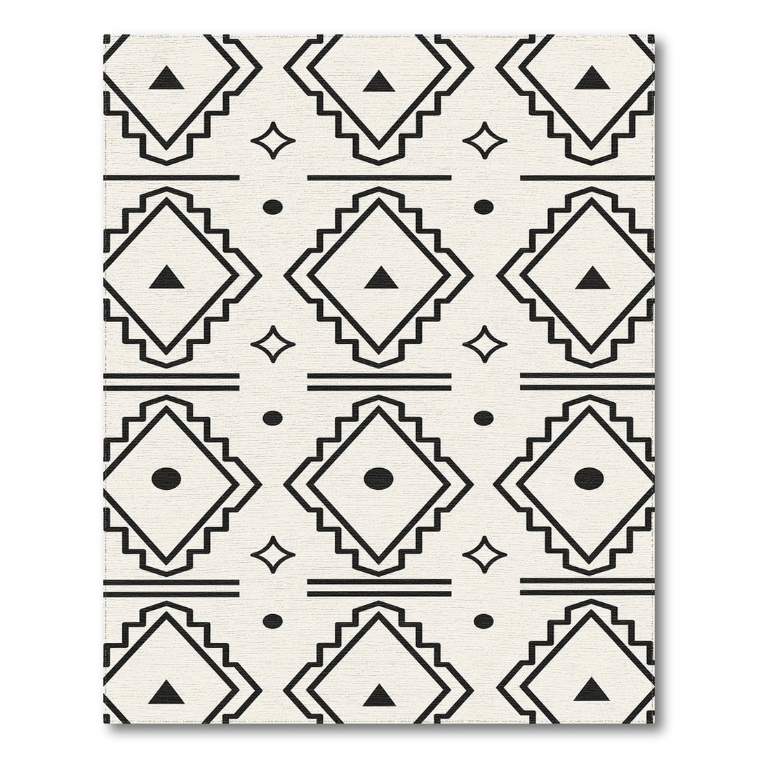 Black White Geometric Tribal Area Rug