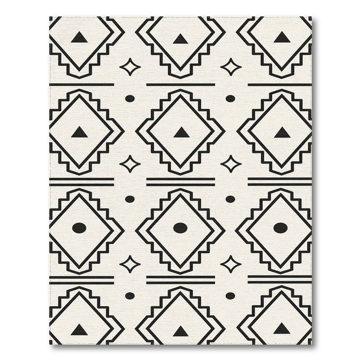 Black White Geometric Tribal Area Rug
