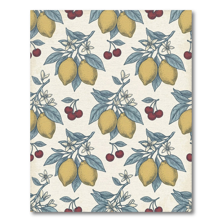 Vintage Yellow Lemon Cherry Branch Rug