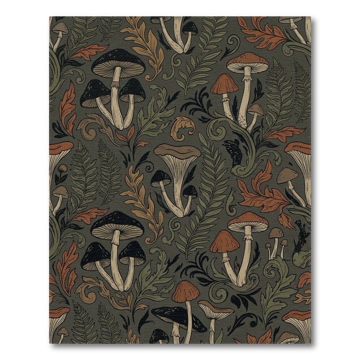 Vintage Mushroom Foliage Medallion Rug