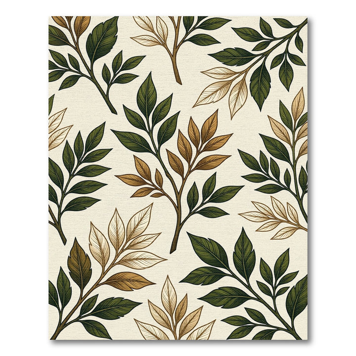 Earthy Brown Leafy Branch Composition Rug