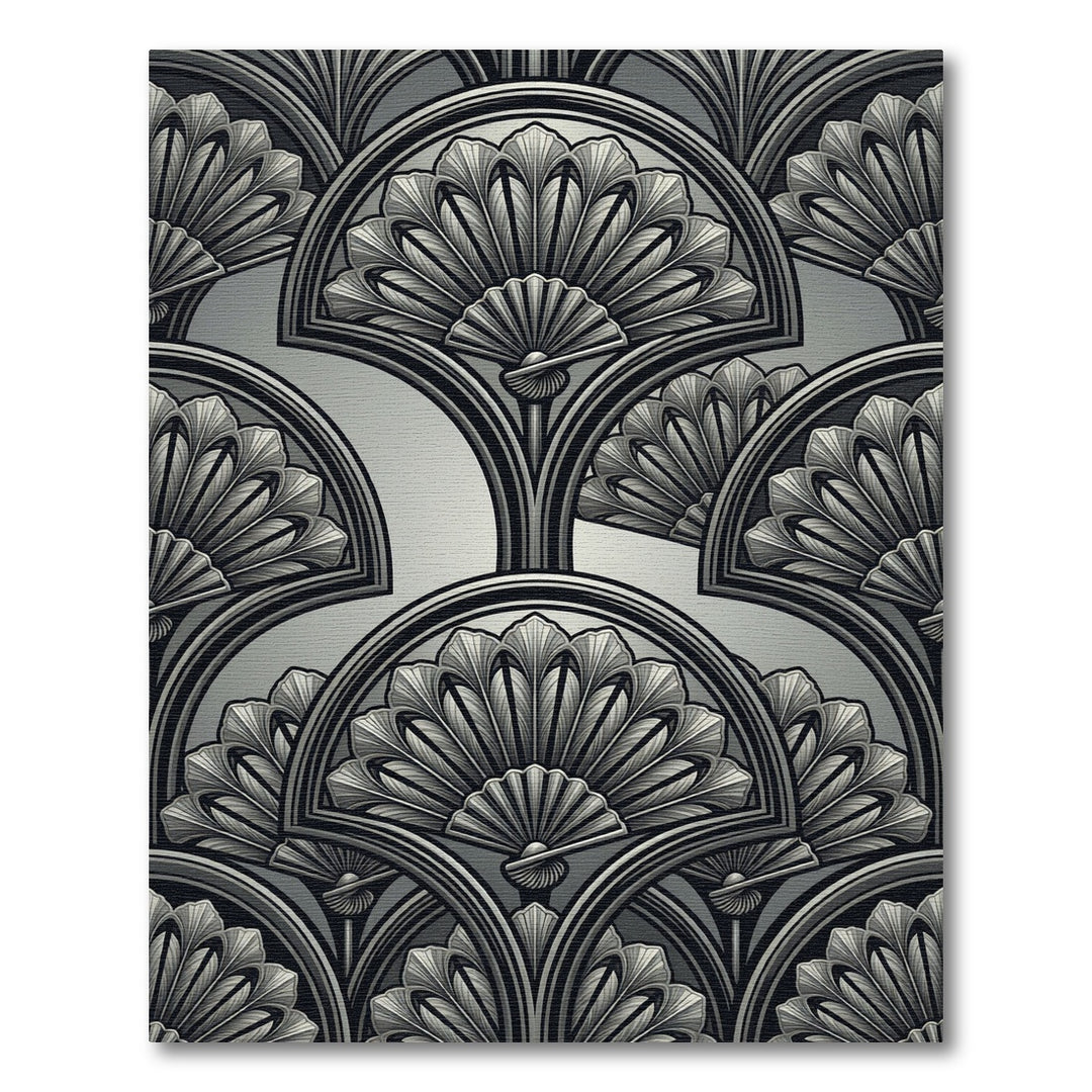 Art Deco Fan Gray Silver Rug