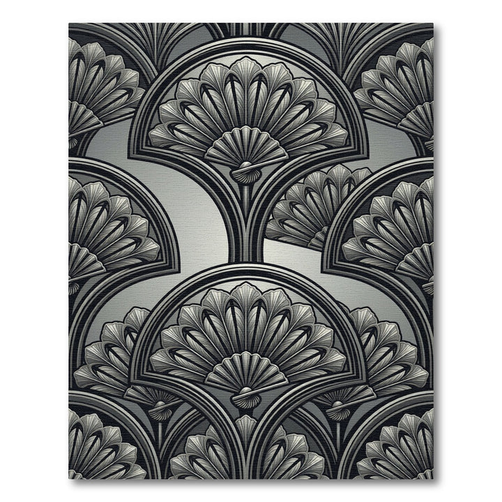 Art Deco Fan Gray Silver Rug