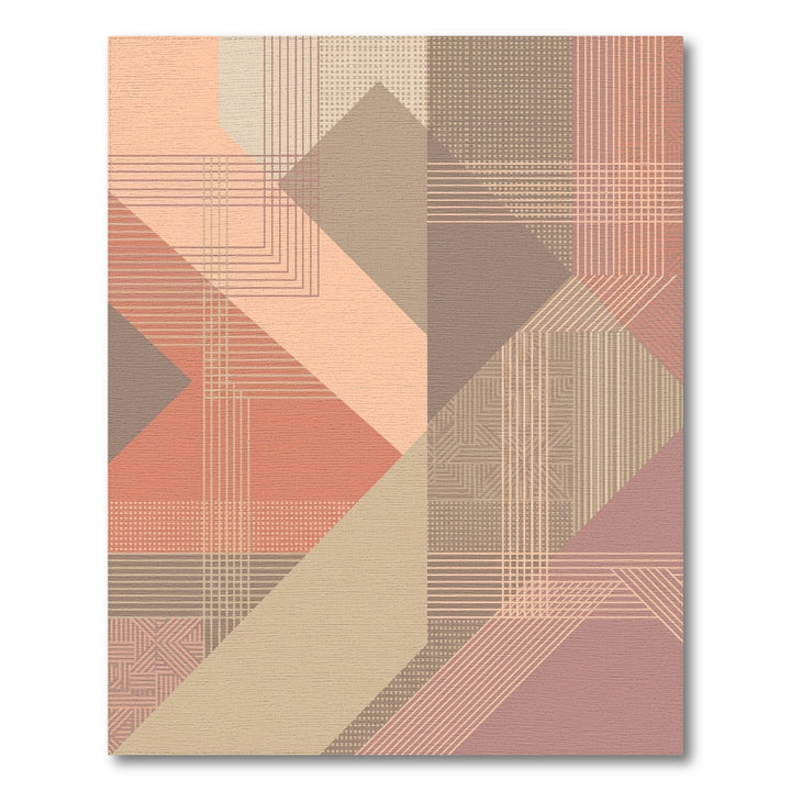 Geometric Peach Terracotta Lines Rug
