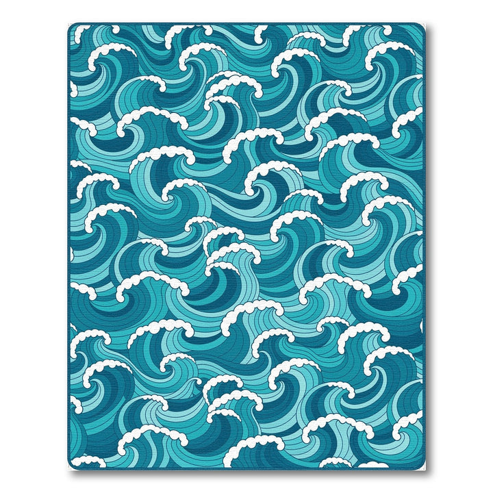 Blue and Teal Coastal Beach Blue Teal Ocean Wave Area Rug