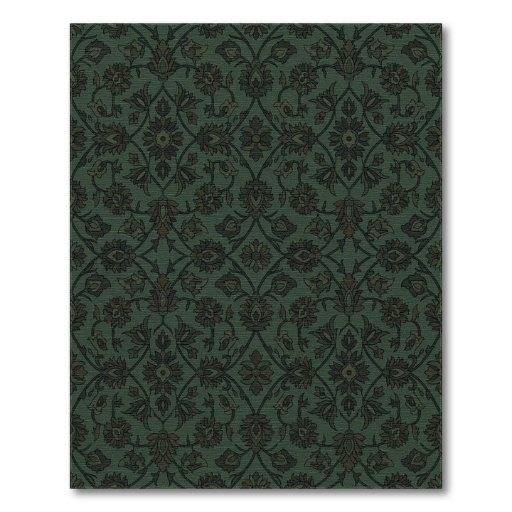 Emerald Green Floral Lattice Rug