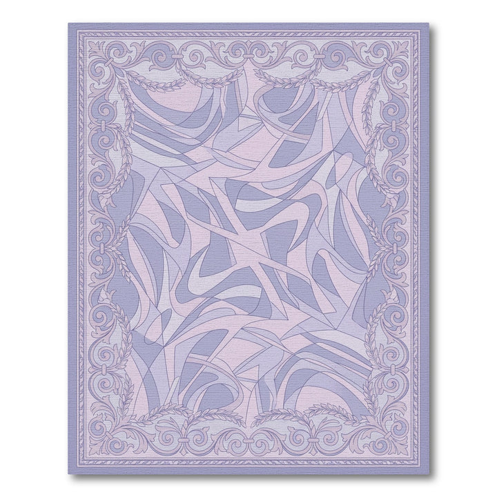 Lavender Swirl Abstract Scrolled Frame Rug