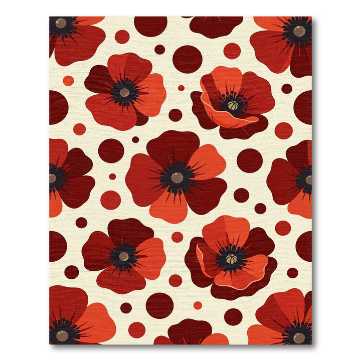 Bold Red Poppy Dots Arrangement Rug