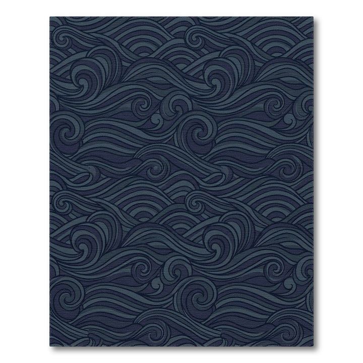 Deep Blue Swirling Ocean Waves Rug