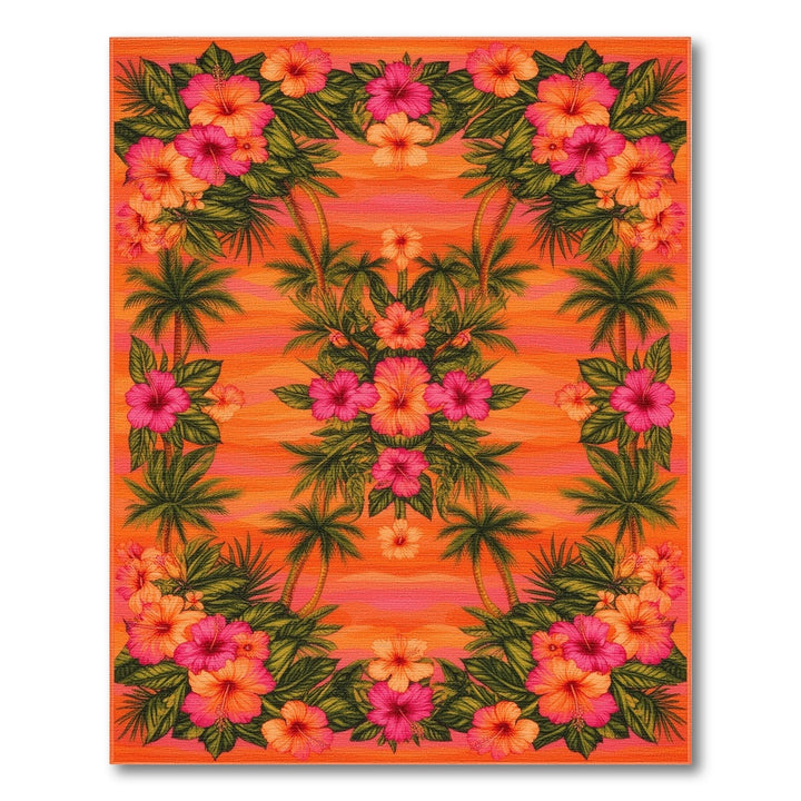 Hibiscus Palm Coastal Area Rug