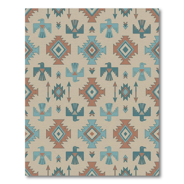 Terracotta Blue Thunderbird Geometric Rug