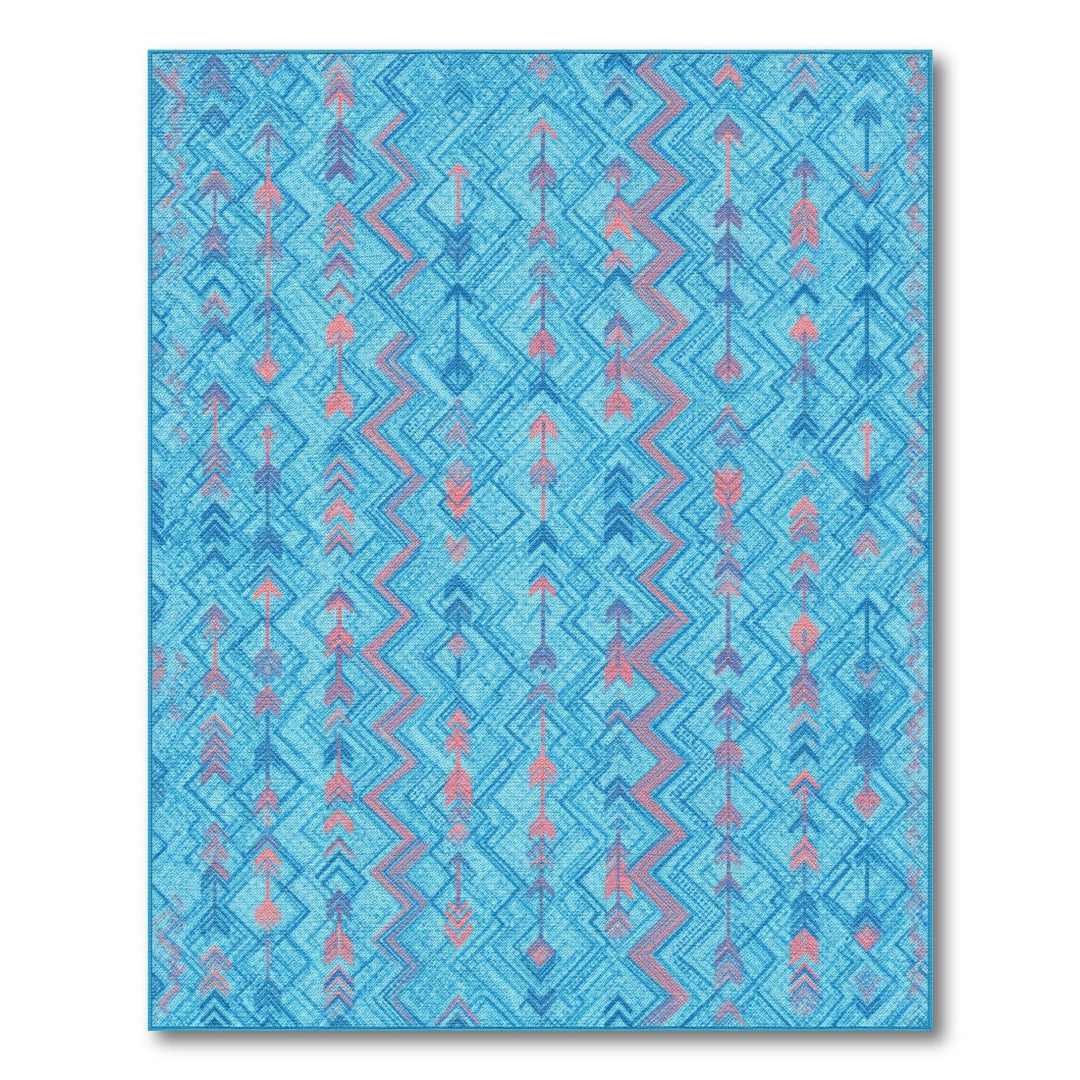 Blue Arrow Chevron Area Rug