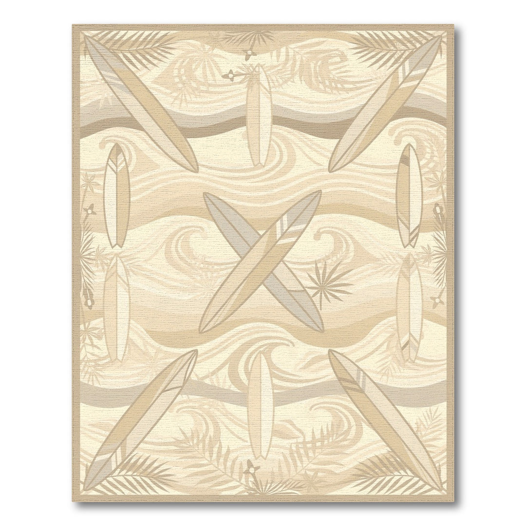 Neutral Surfboard Waves Washable Area Rug