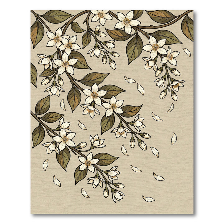 Cream Floral Branches Falling Petals Rug