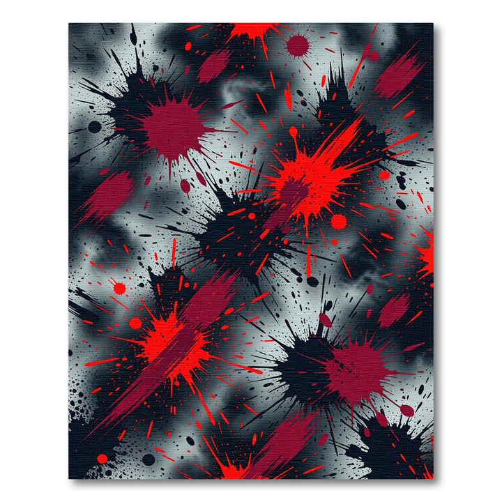 Crimson Splatter Abstract Splash Rug