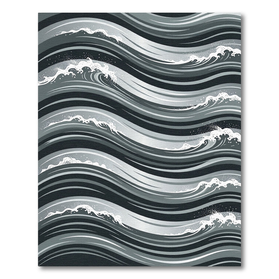 Monochromatic Gray Abstract Wave Rug