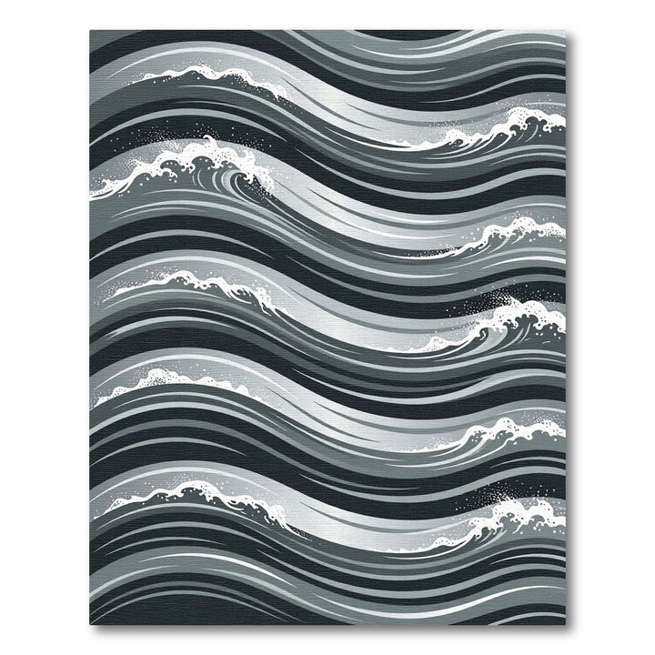Monochromatic Gray Abstract Wave Rug