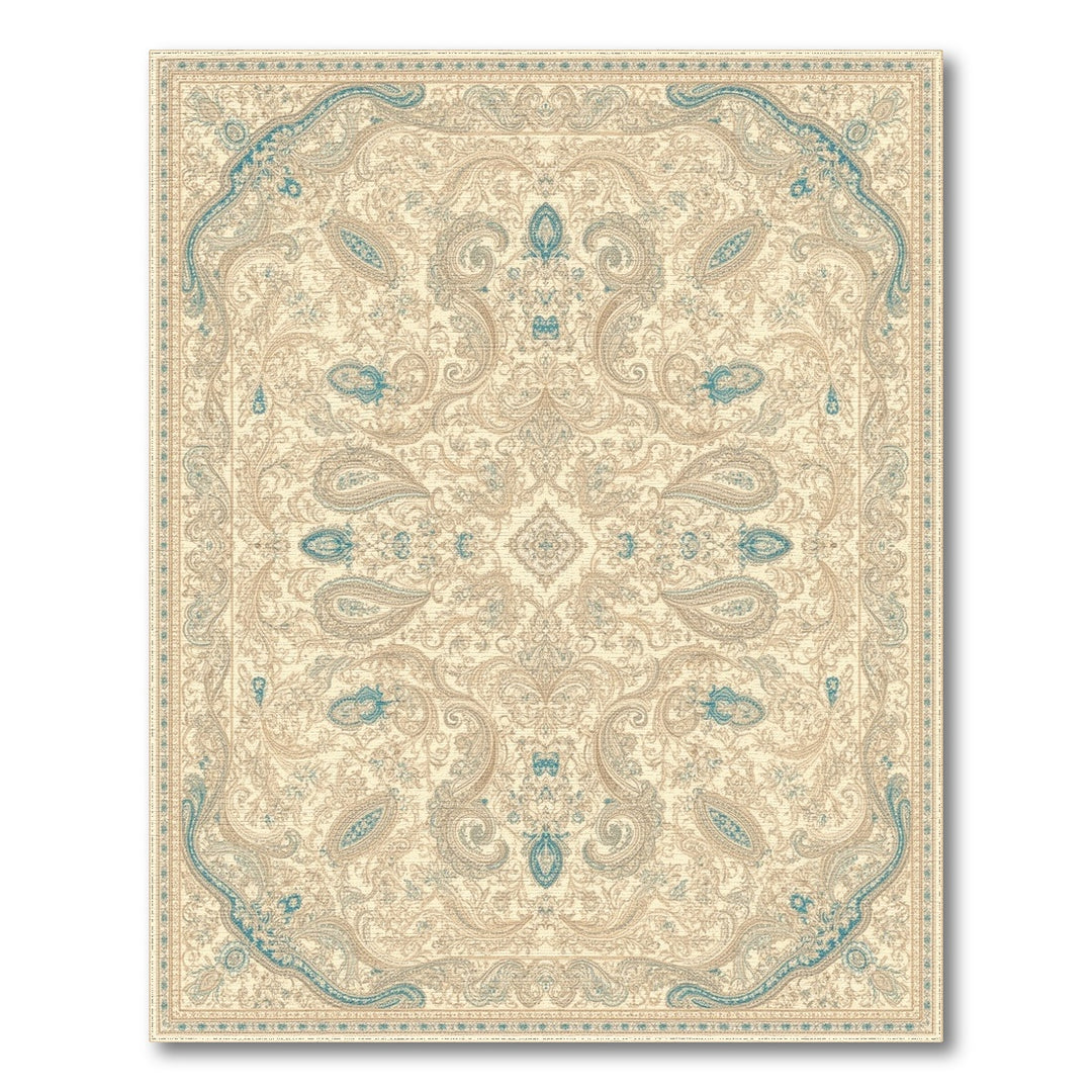 Blue Teal Persian Paisley Area Rug