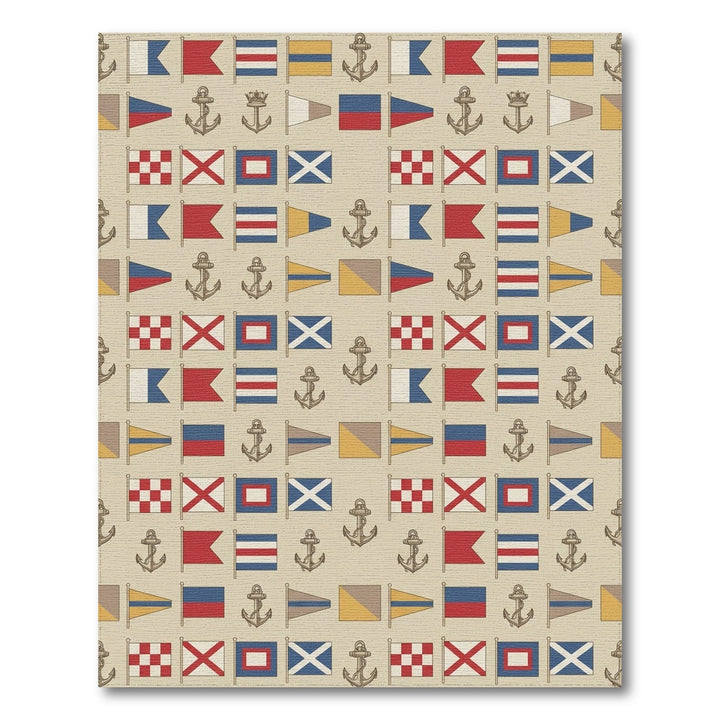 Nautical Signal Flags Anchor Pattern Rug