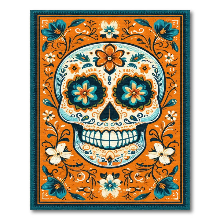 Vibrant Floral Sugar Skull Area Rug