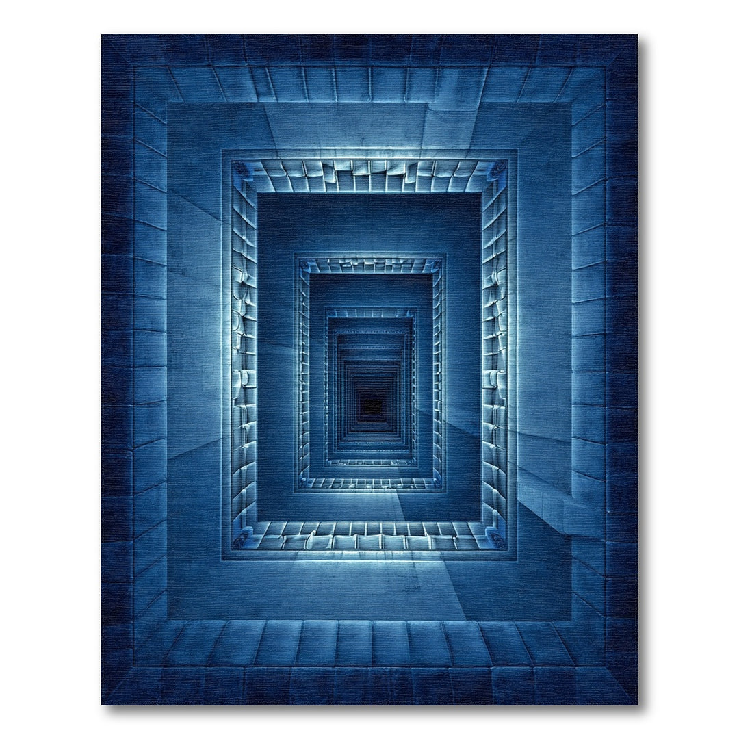 Blue Infinite Geometric Tunnel Area Rug