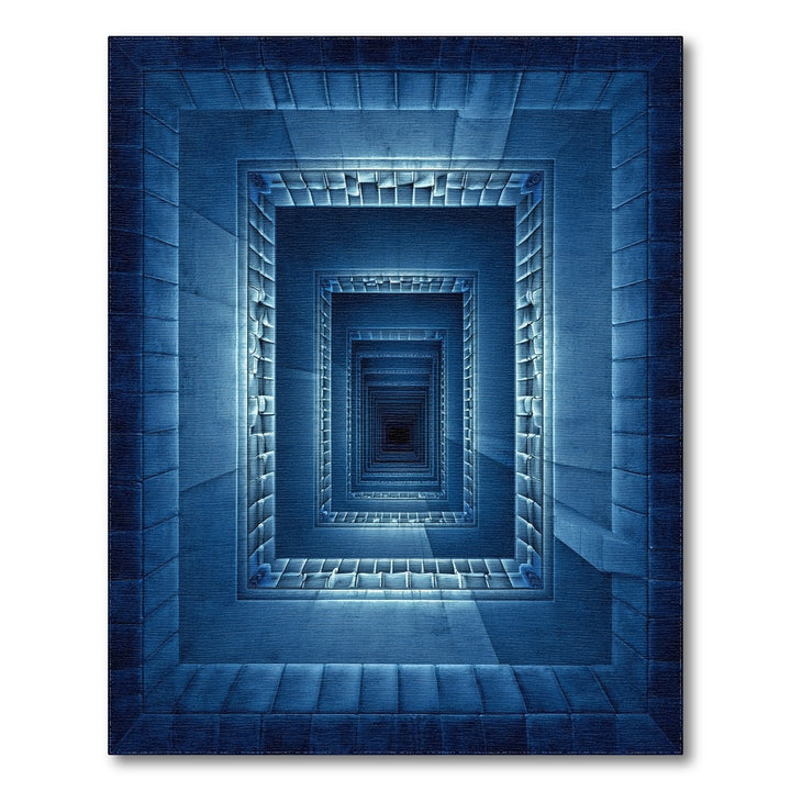 Blue Infinite Geometric Tunnel Area Rug