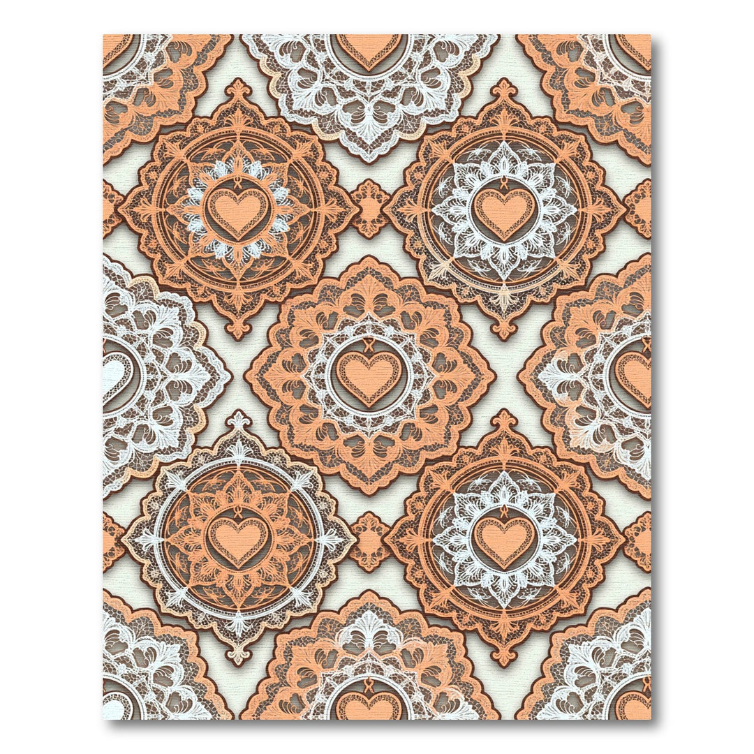 Intricate Lace Heart Medallion Rug