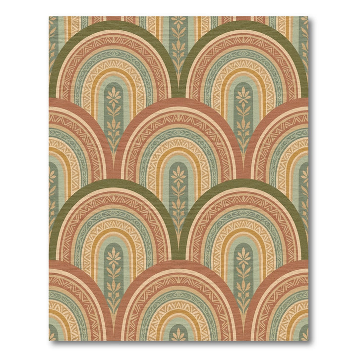 Terracotta, Sage Green Rainbow Arch Rug
