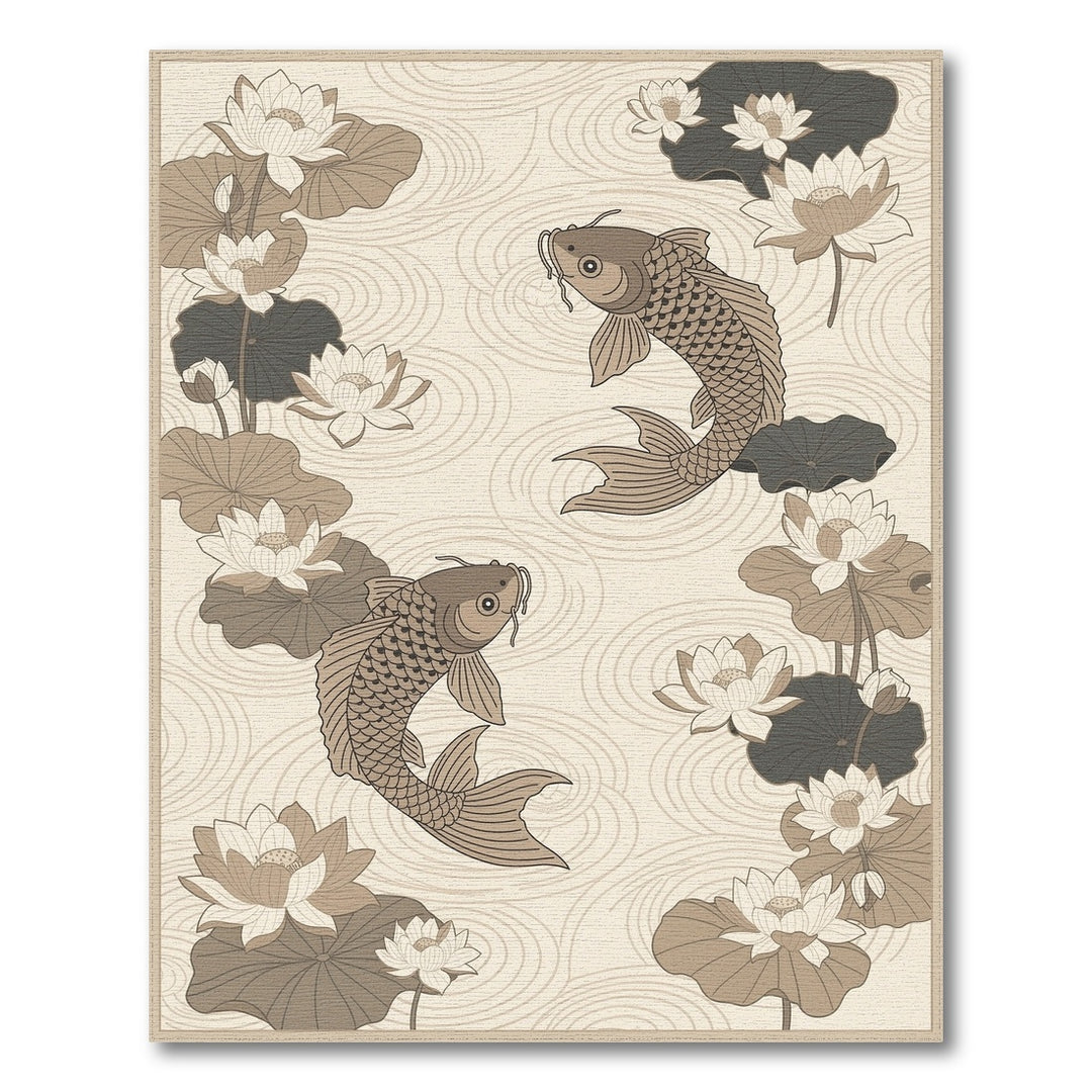 Beige Koi Lotus Area Rug