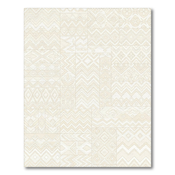 Light Cream Patchwork Geometric Rug