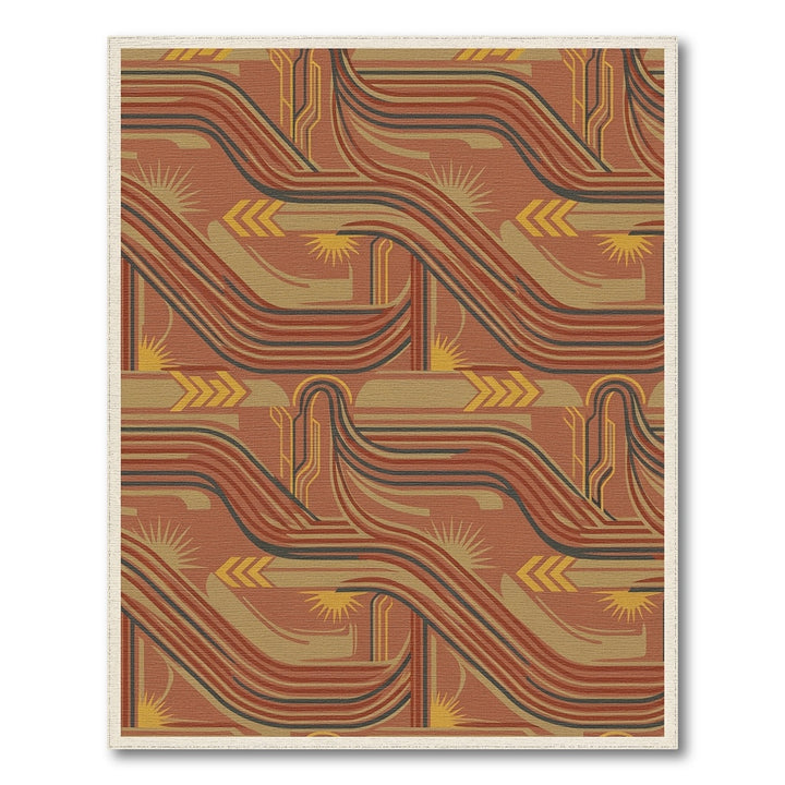 Terracotta Gold Yellow Abstract Stream Rug