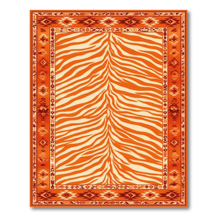 Orange Zebra Print Southwestern Area Rug