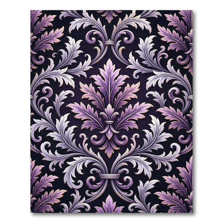 Lavish Purple Silver Damask Flourish Rug