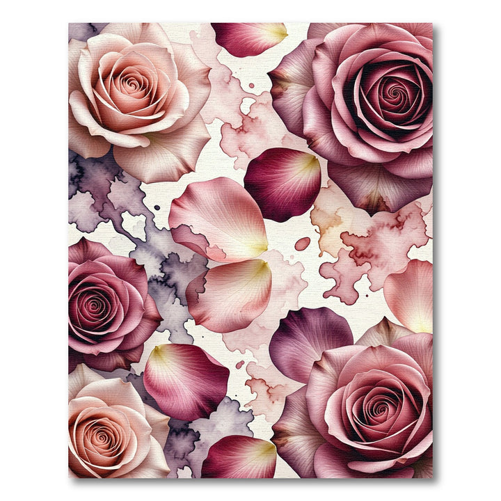 Pink Rose Petal Watercolor Bloom Rug
