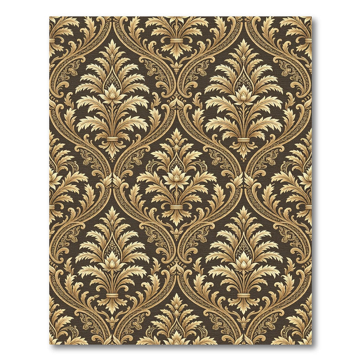 Rich Gold Damask Floral Scroll Rug
