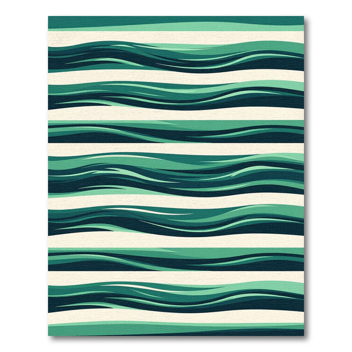 Deep Teal Abstract Wave Stripe Rug