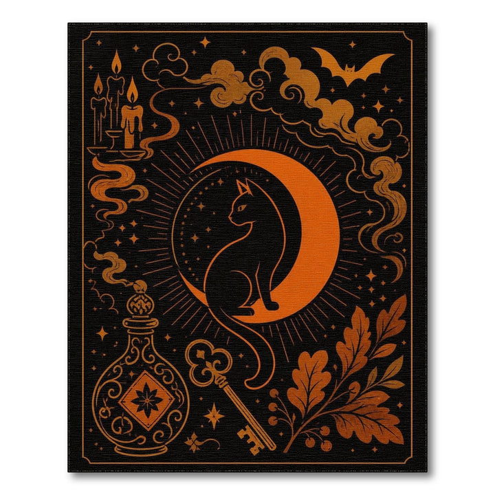 Mystic Cat Crescent Moon Area Rug