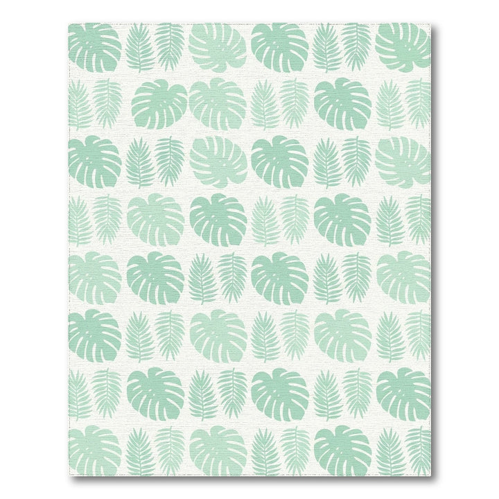 Whimsical Mint Tropical Leaf Medley Rug