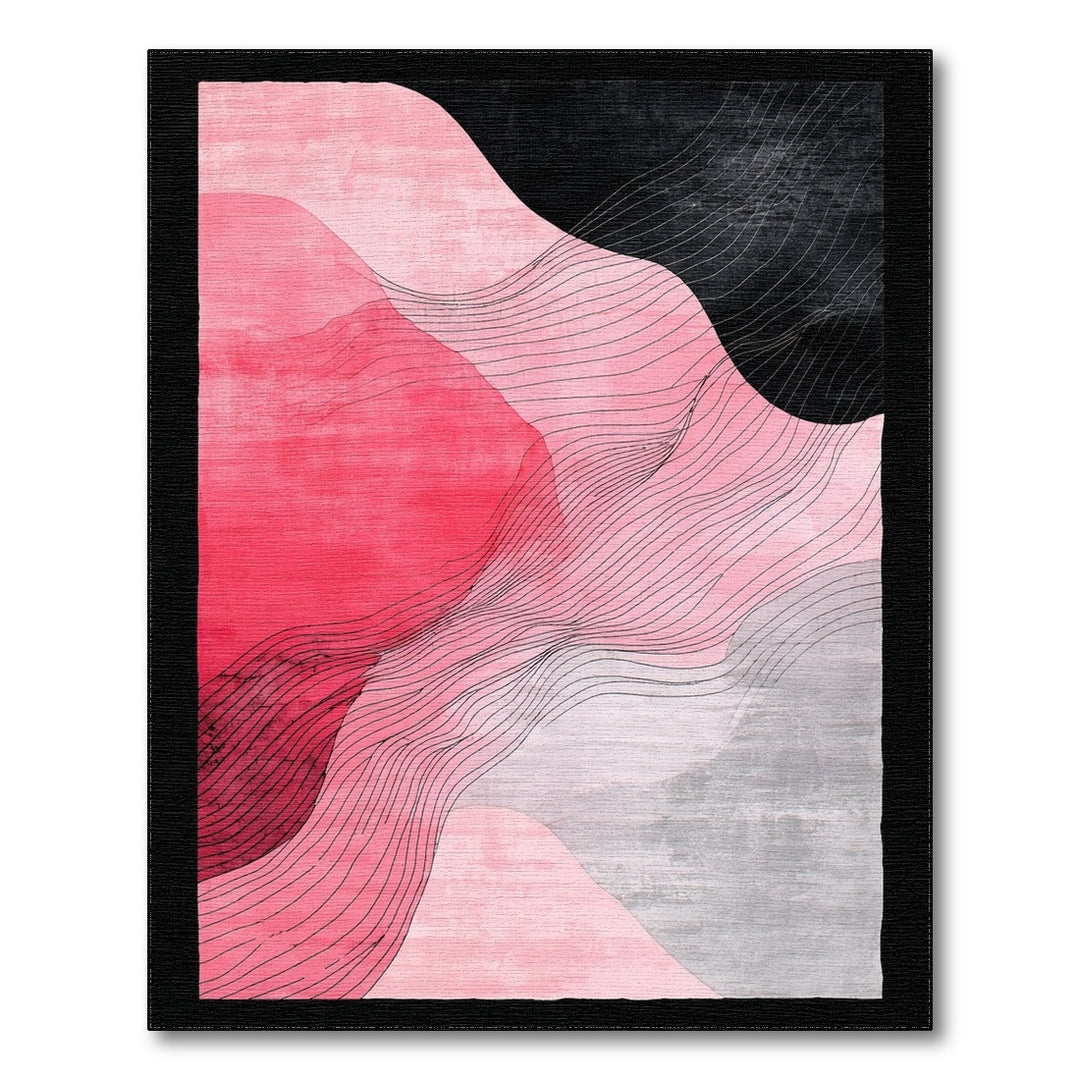 Pink Abstract Wave Area Rug