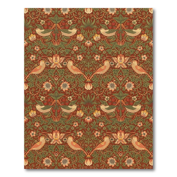 Earthy Red Bird and Strawberry Garden Rug