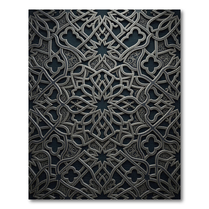 Elegant Silver Arabesque Mandala Rug