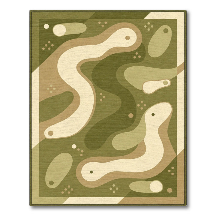Green Organic Wave Washable Area Rug