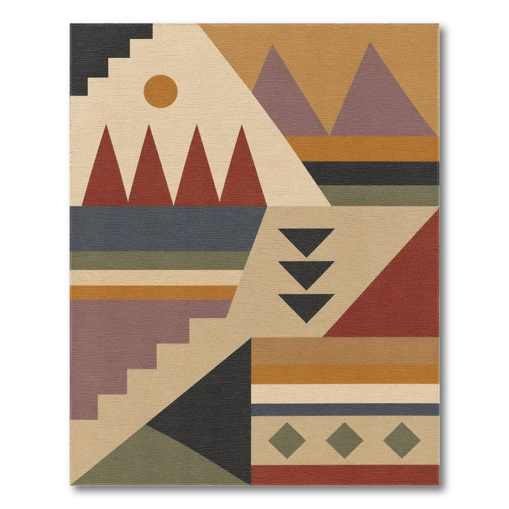 Geometric Modern Area Rug with Earth Tone Triangles