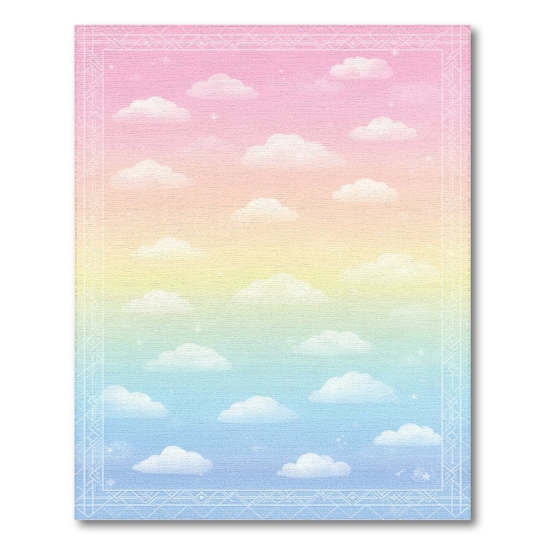 Pastel Rainbow Clouds Washable Area Rug