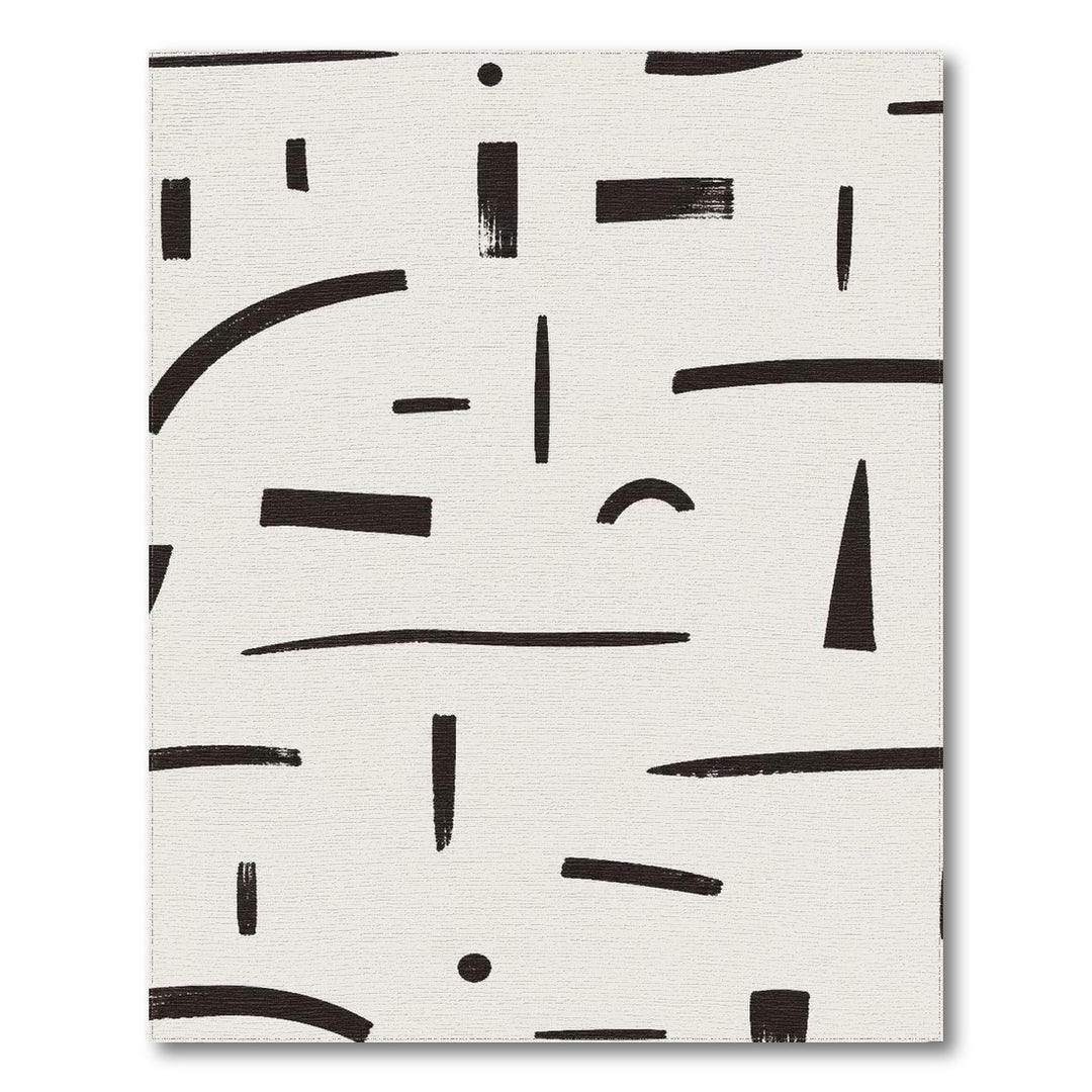 Abstract Black White Brushstroke Area Rug