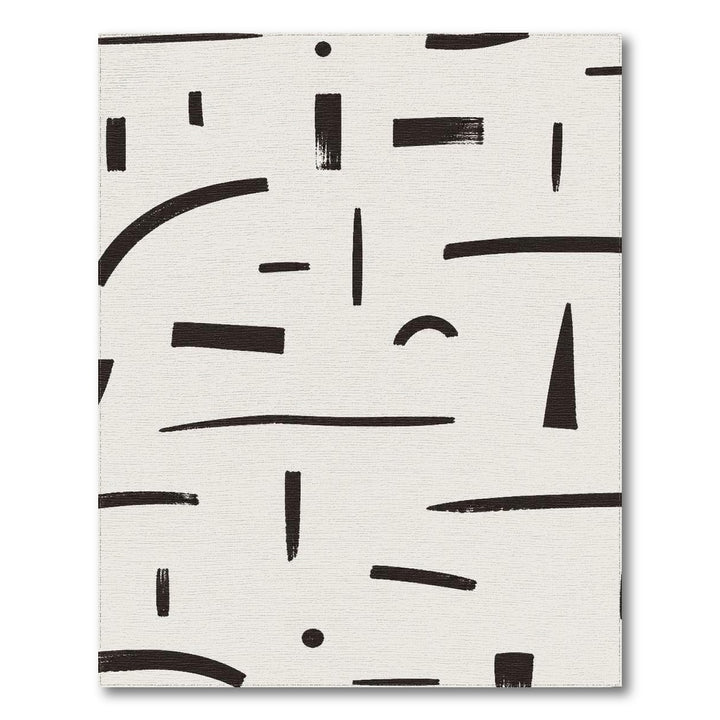 Abstract Black White Brushstroke Area Rug