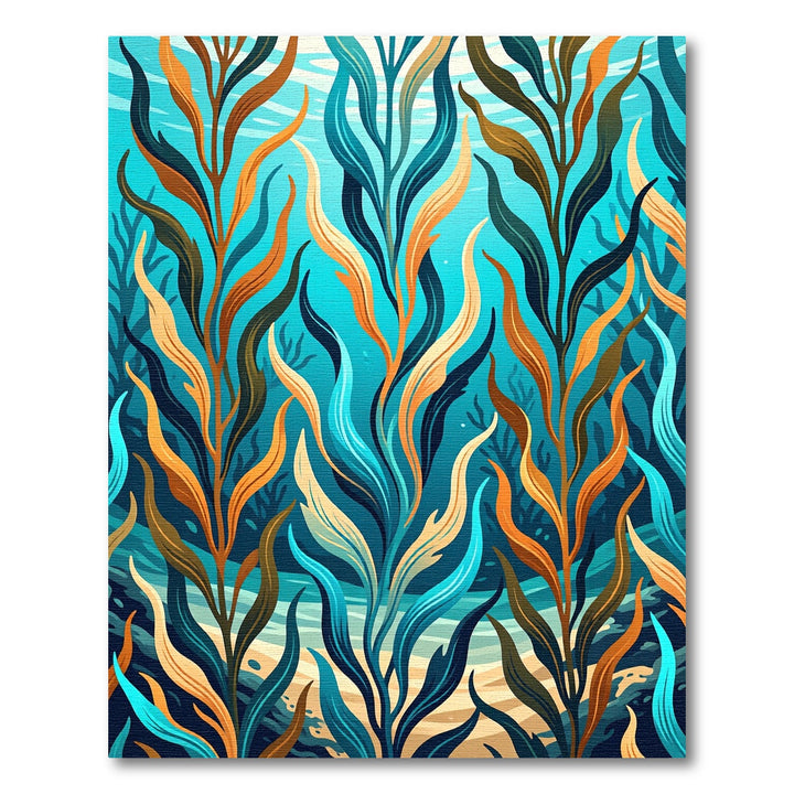 Underwater Kelp Strands Ocean Blues Rug