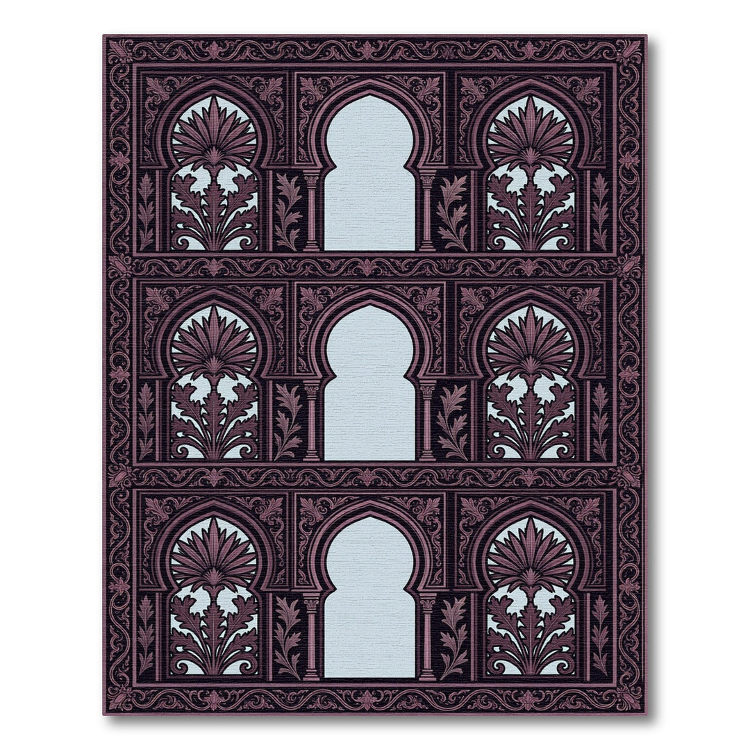 Moorish Archways Burgundy Floral Rug