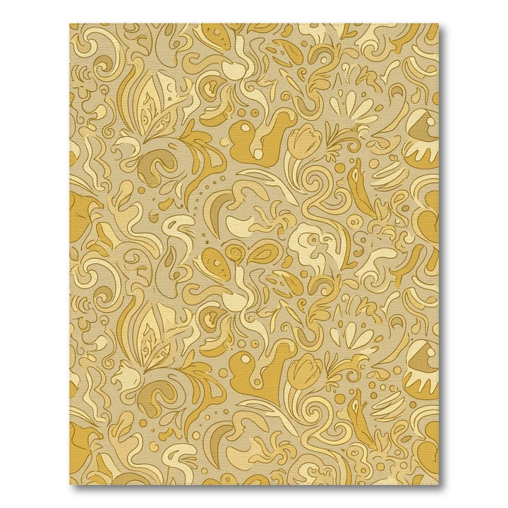 Golden Floral Swirls Abstract Rug