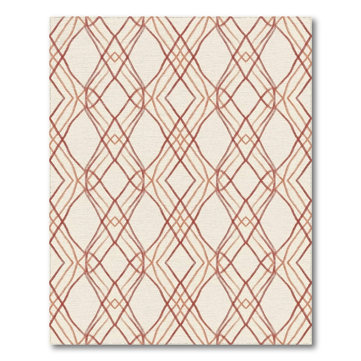 Cream and Rust Chain Link Lattice Rug
